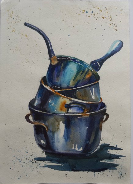 Кастрюля акварелью