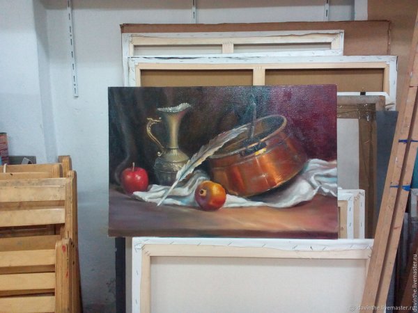 Медные кастрюли натюрморт