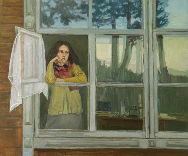 «Женщина у окна» картина Фридрих