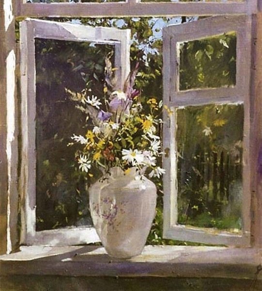 Картина "открытое окно в сад"Николай Богданов-Бельский