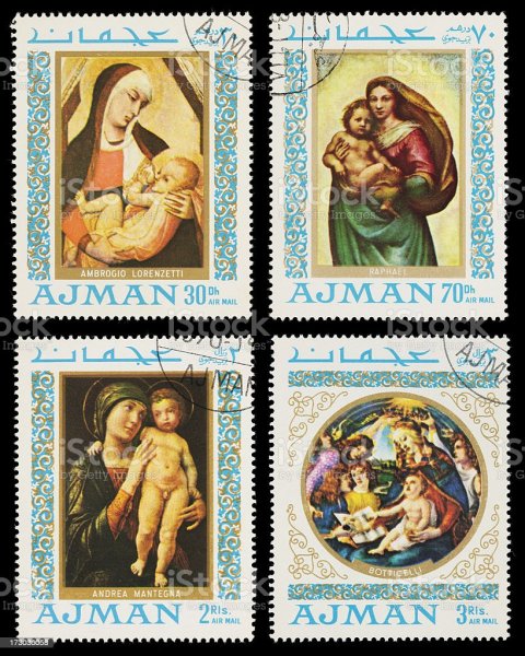 Почтовый блок Аджман живопись