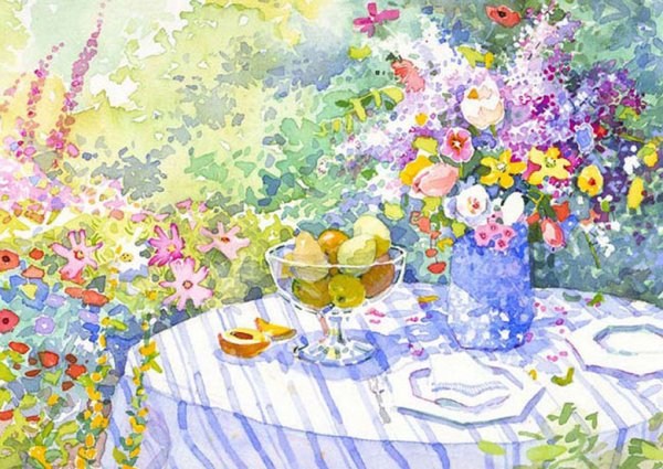 Летний натюрморт акварелью