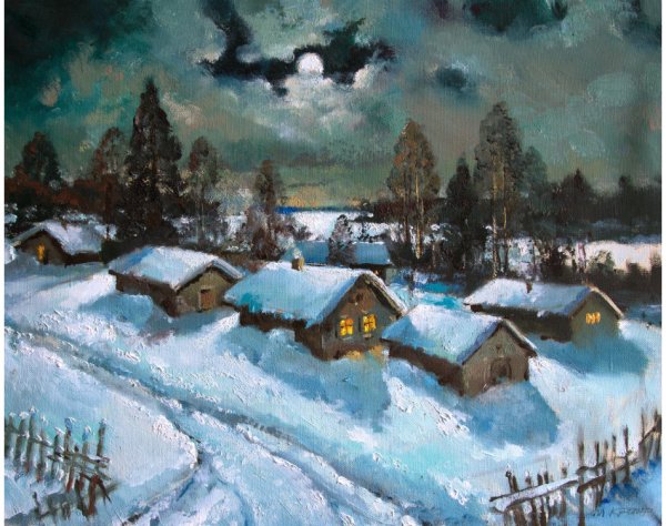 Снежная ночь живопись