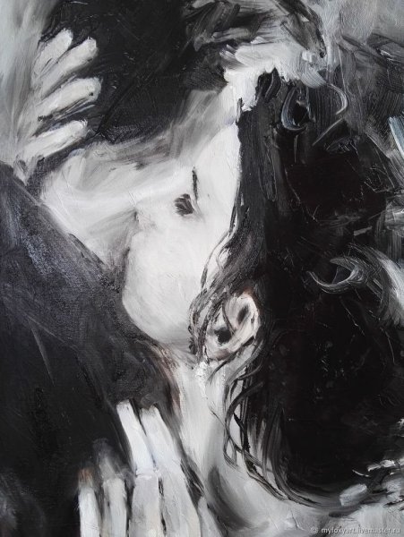 Черно белая масляная живопись