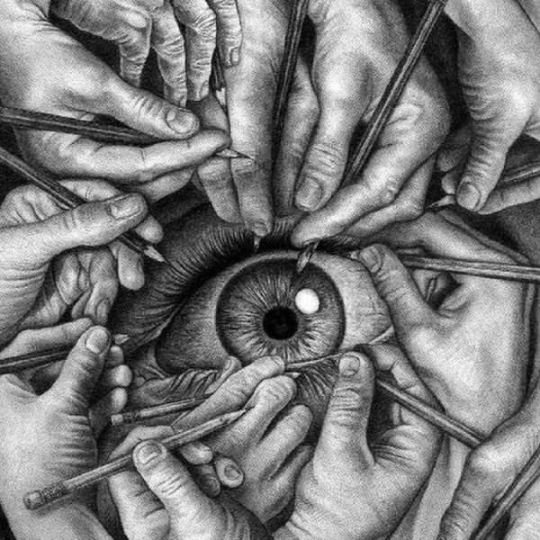 Картина руки с глазами
