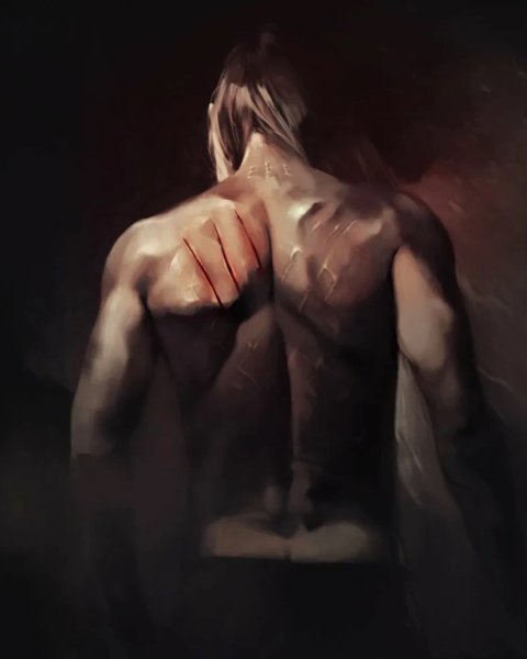 Мужчина со шрамом на лице арт