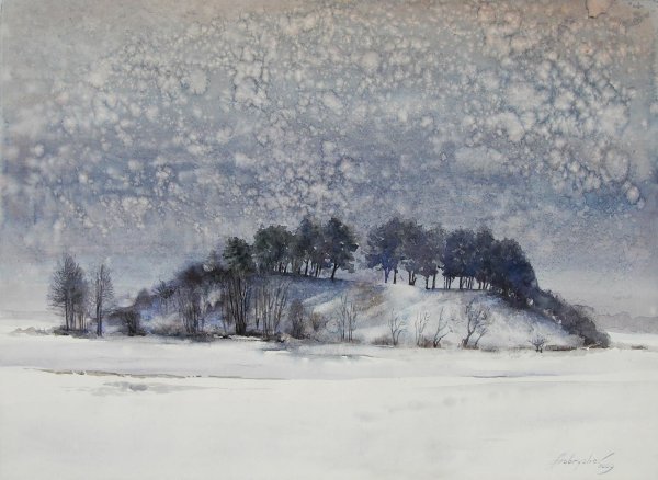 Снег акварель