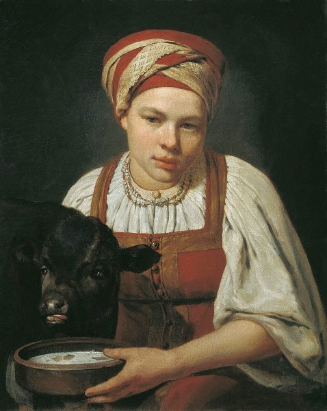 Венецианов «девушка с теленком». 1829?