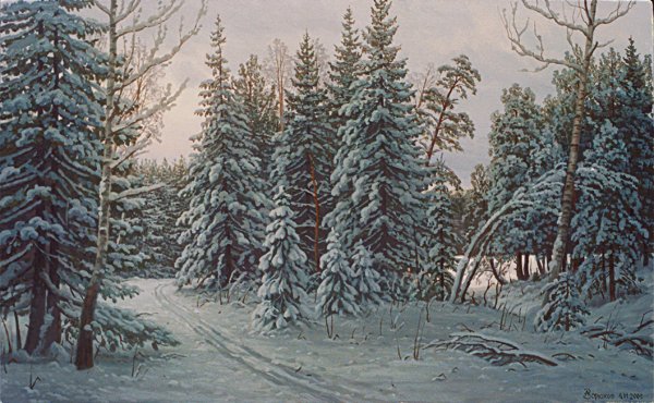 Алмазная мозаика зимний лес 60x40