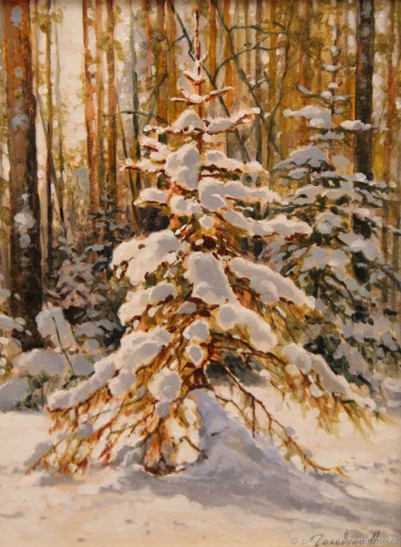 Ель картина маслом