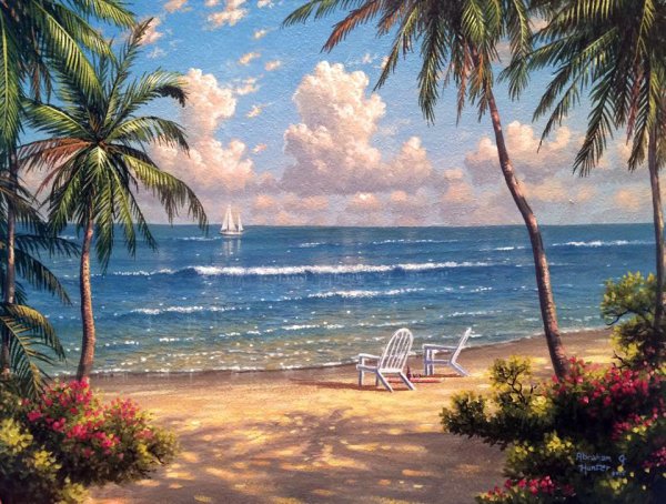 Тропический пейзаж маслом