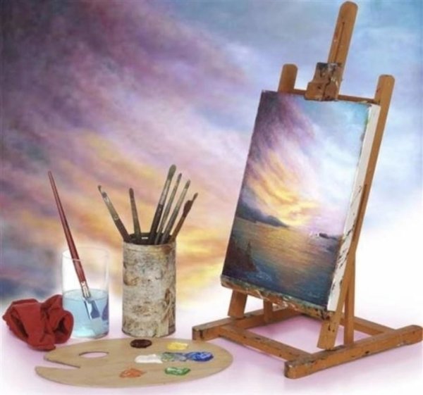 Холст краски мольберт