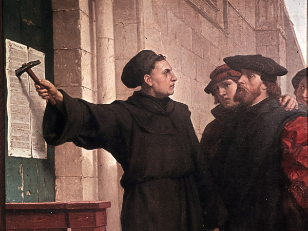 Мартин Лютер прибивает 95 тезисов картина