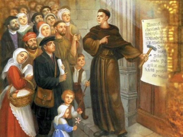 Мартин Лютер прибивает 95 тезисов