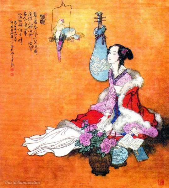 Китайская живопись цветы и птицы гохуа