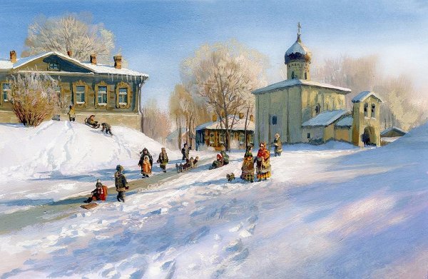 Владимир Жданов художник деревенская зима