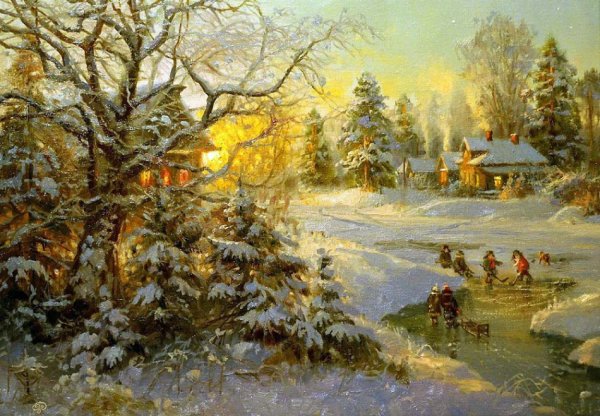 Художник Владимир Жданов "святочная ночь"