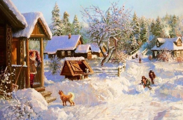 Владимир Жданов художник деревенская зима