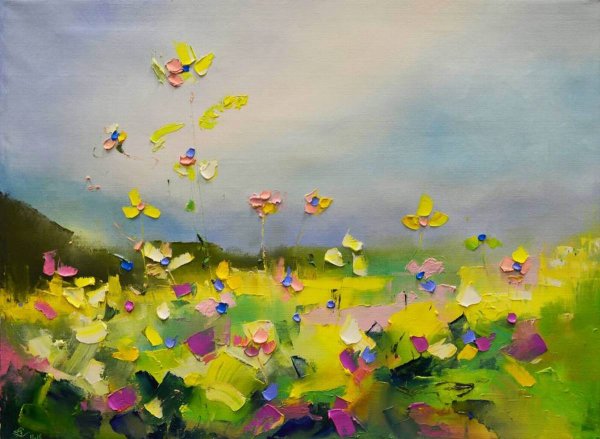 Летний пейзаж мастихином