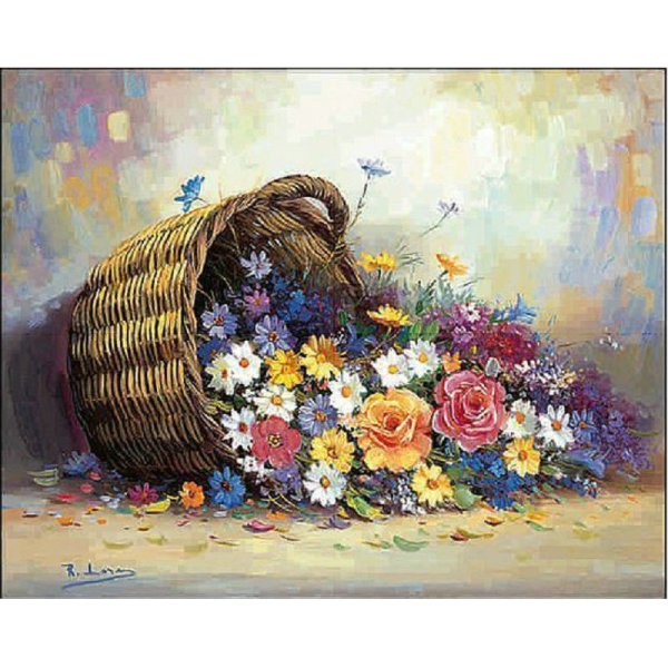 Корзина с цветами живопись