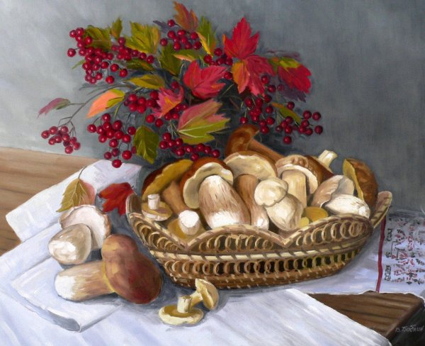 Художник Ольга Воробьева натюрморт с грибами