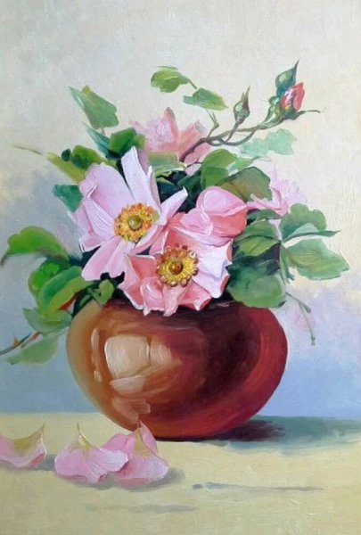 Шиповник в живописи Энн Коттерилл