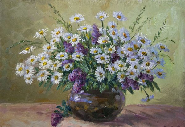 Ромашки маслом на холсте