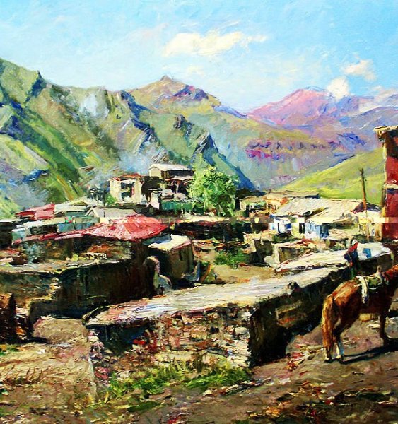 Горы Дагестан живопись