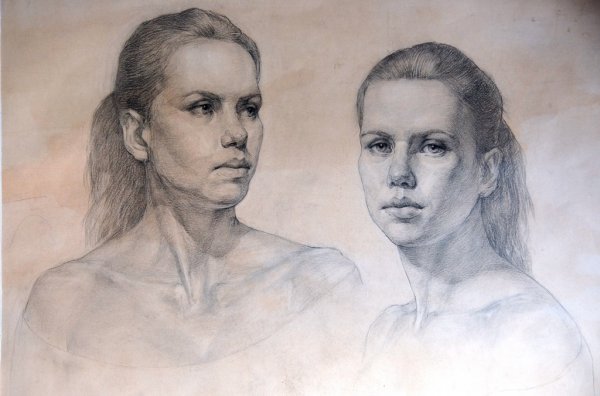 Этюд головы живопись Академия художеств