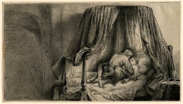 Рембрандт слепой Товий офорт 1651