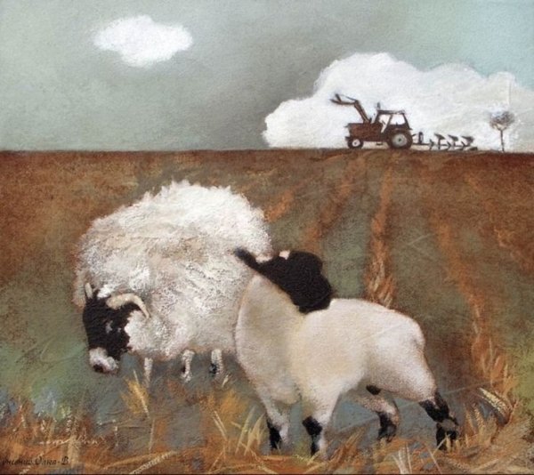 Овцы живопись