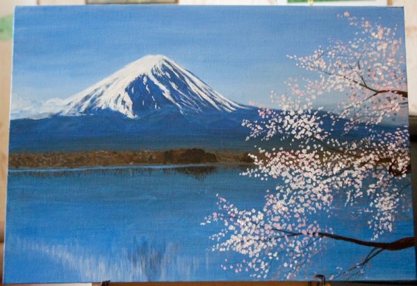 Гора Фудзияма маслом