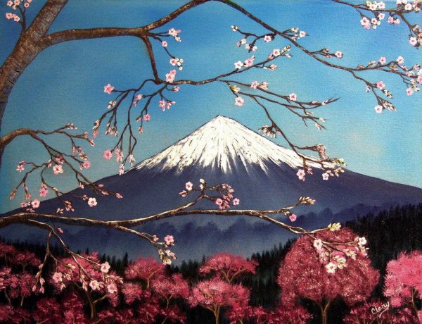 Гора Фудзияма японская живопись