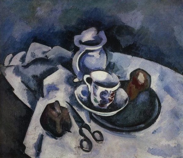 Александр Куприн "натюрморт с кофейником и синим подносом" (1914)