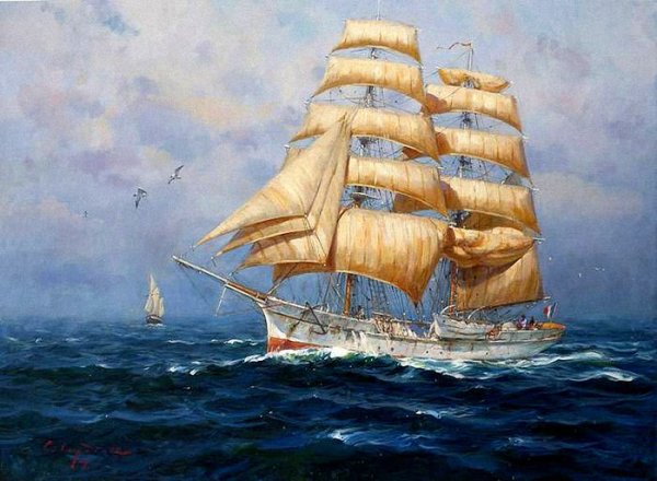 Сергей Свиридов художник картины с парусником