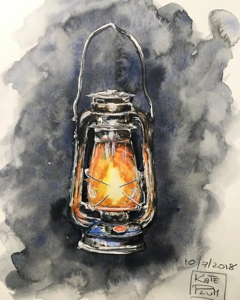 Новогодний фонарик акварель