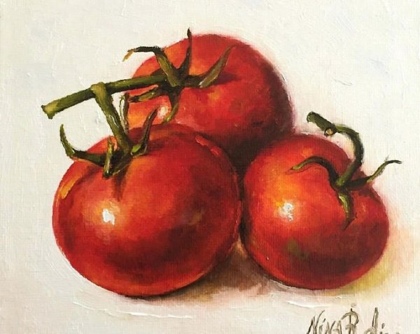 Помидор акварелью живопись