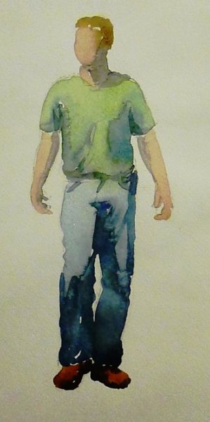 Этюд фигуры человека гуашью