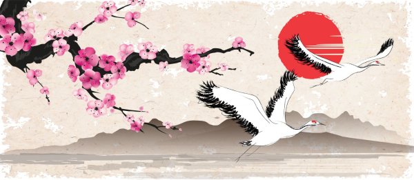 Журавли в японском стиле