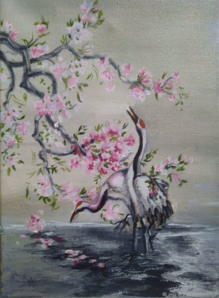 Цапля в японской живописи