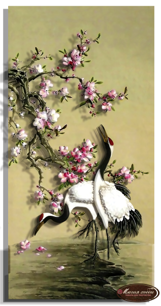 Китайская живопись Журавли и Цапли