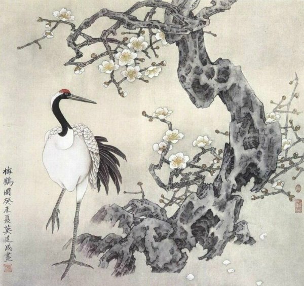 Китайская живопись гохуа Журавли