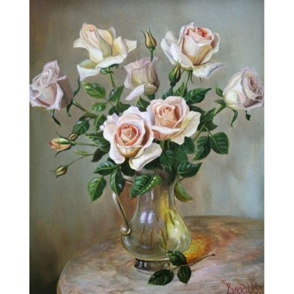 Натюрморт с розами живопись