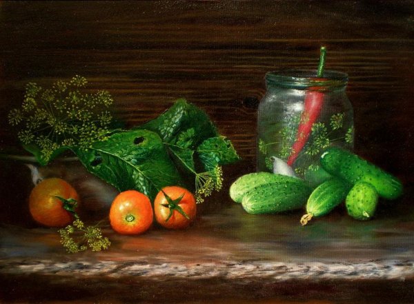 Овощной натюрморт живопись