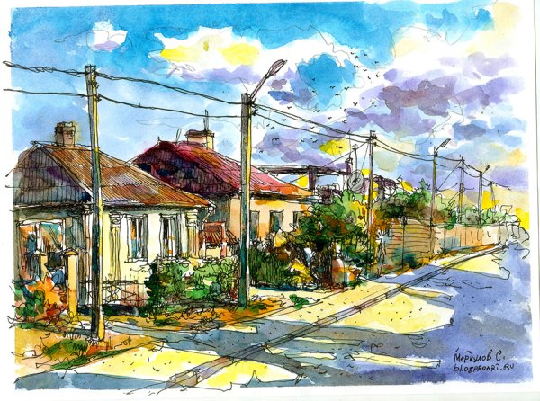 Художник Сергей Меркулов Севастополь скетчи акварель