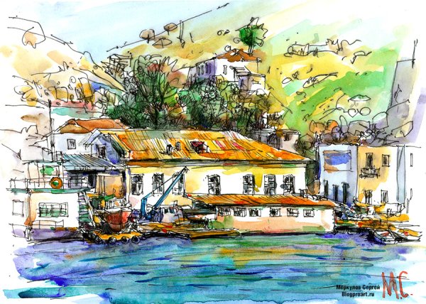 Художник Сергей Меркулов Севастополь скетчи акварель