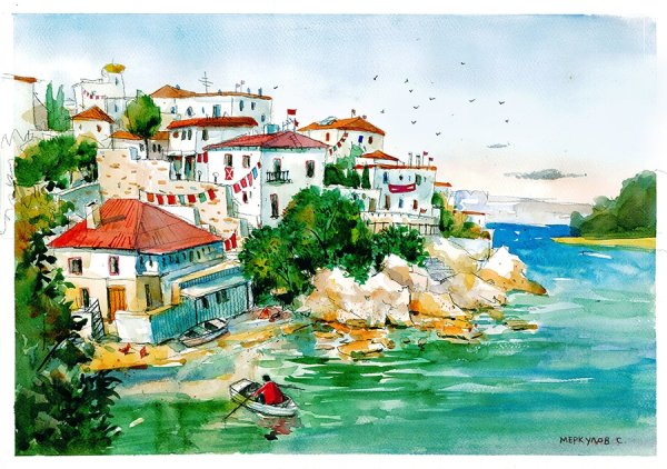 Художник Сергей Меркулов Севастополь скетчи акварель