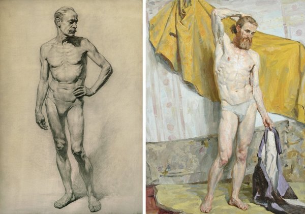 Этюды фигуры человека акварелью в ДХШ