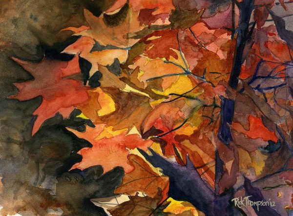 Осенние листья живопись
