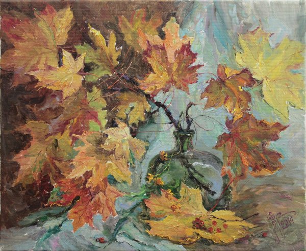 Живопись масло листья